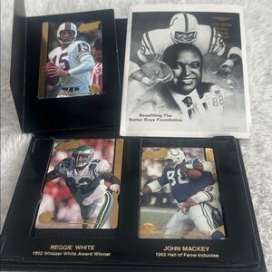 1992 NFLPA Mackey Awards Reggie White, John Mackey, Jack Kemp NFL Cards 24 Kt